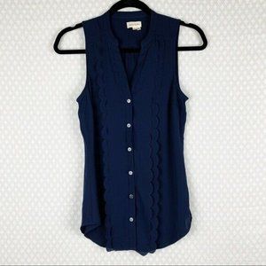 Anthropologie Scallop Top Meadow Rue Blue